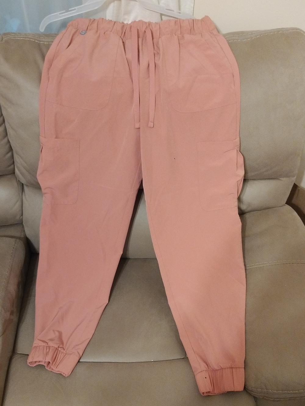 Hanes Dusty Pink Cargo Jogger Pants with Drawstring